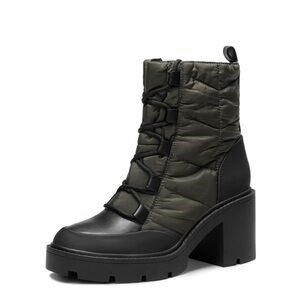 Dream Pairs Chelsea Lace Up Platform Booties Dark Green/ Black